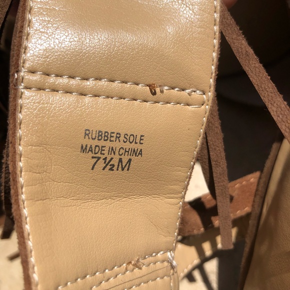 Ann Taylor Brown Suede Size 7 1/2” Fringe Heels - Picture 5 of 6